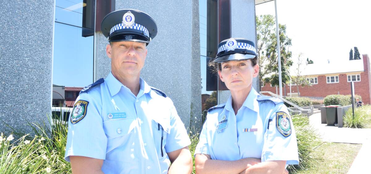 New team: Domestic violence operatives Lachlan Gunn and newly appointed Penny Andrew (Great Lakes) want the community to report domestic violence. Photo: Laura Polson. 