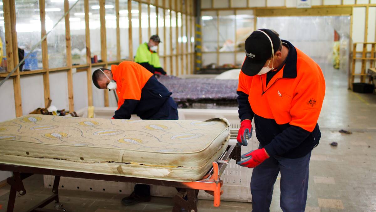 Deconstructing mattresses effectively requires a mix of machine and human labour. Soft Landing creates a significant number of jobs for people experiencing barriers to work force participation through this process.