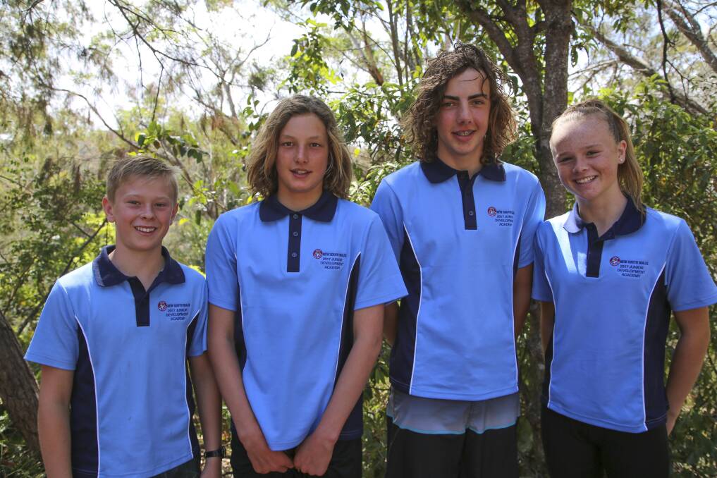 Lower North Coast branch participants, Braydan Lee, Forster along with Cape Hawke members, Xavier Robertson-Reynolds,  Harrison Ward and Abby Mulligan.