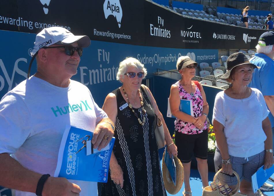 On centre court are Ian Tull, Margaret Guider, Adrienne Smith and Laurie Evans.