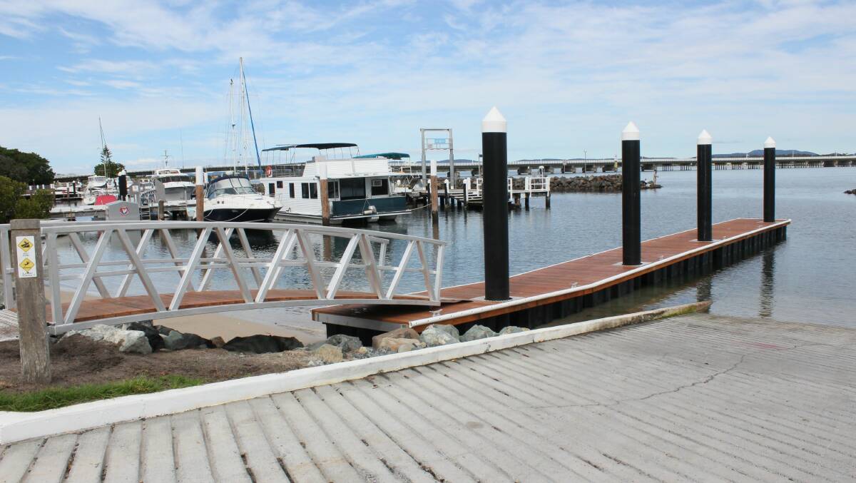 The new finger pontoon near the boat ramp in Forster Boat Harbour.
