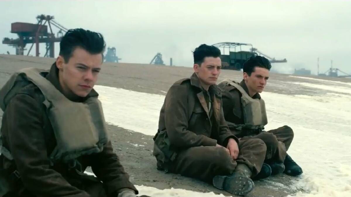 Differet direction: Harry Styles, at left, makes an impressive acting debut in Christopher Nolan's impressive film Dunkirk, which looks at the 1940 evacuation from three aspects.
