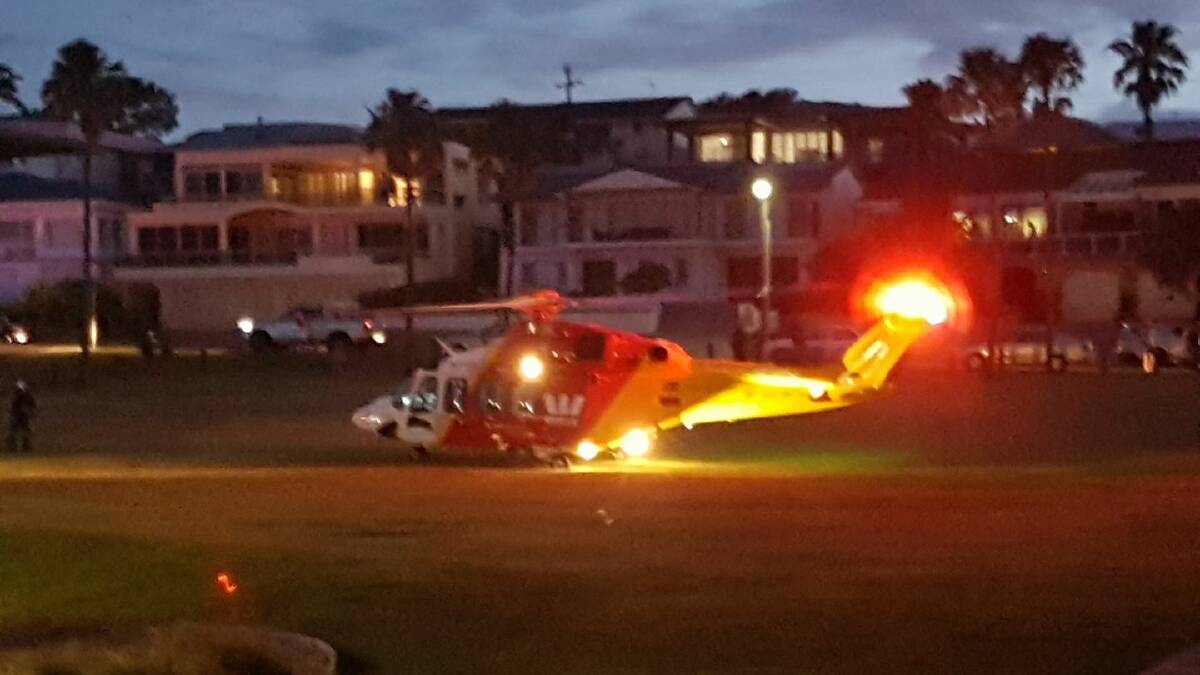 Photo by Julie Wilcox of the chopper on the park near the Cape Hawke Surf Club, Forster.