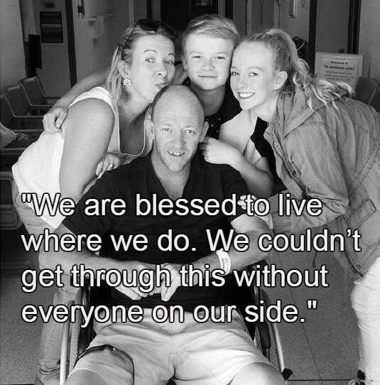 THE MURRAYS: Mick, centre, with wife Erica and children Fletcher and Taylah at Prince of Wales Hospital Sydney.