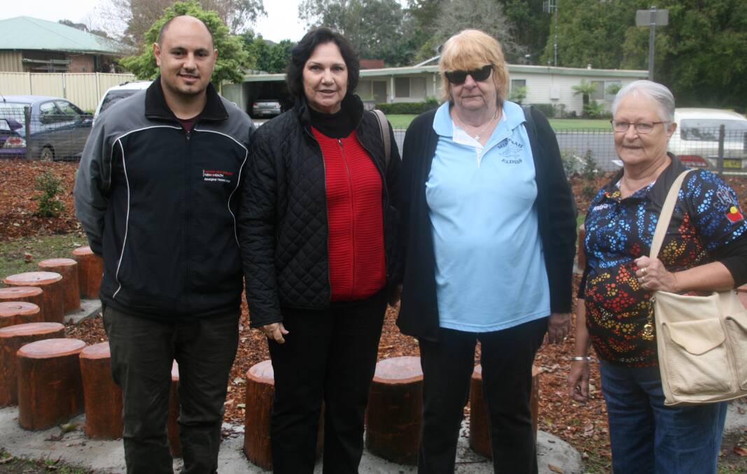 Aboriginal liaison officers Jye Simon performed the ceremony with June Farr, local elders Susan Poulton and Judy Kirby.