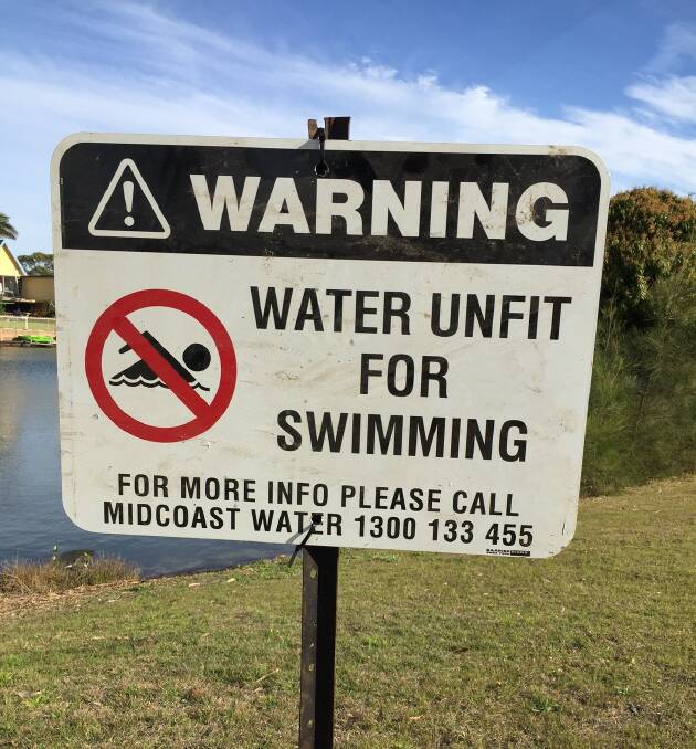 The erection of the sign is said to be a precautionary measure by MidCoast Water, after a small sewer overflow.