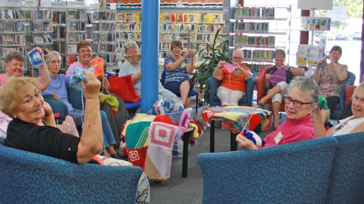 The Knit and Knatter group at Forster Library.