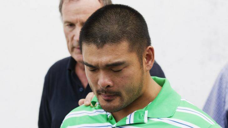 Andrew Chan's brother Michael addresses the media. Photo: James Brickwood