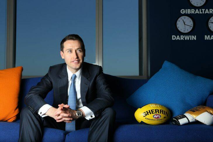 AFR  Tom Waterhouse, ceo of William Hill Australia for a feature on his first year in the job. 1st october 2015 photo by Louise Kennerley af Photo: Louise Kennerley