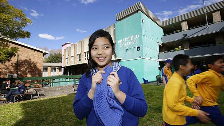 Yuzu Ito from North Sydney Demonstration School inspects the site where she will attend high school next year. Photo: Getty Images/Jessica Hromas