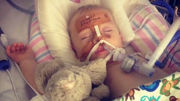 Nine-month old Leo was on a feeding tube for a number of weeks and suffered respiratory problems in the year after he swallowed a button battery. Photo: Supplied