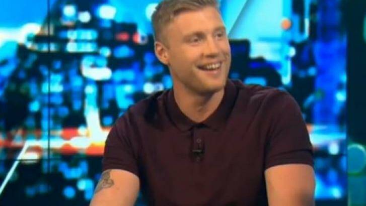 All smiles: Andrew Flintoff. Photo: Screen grab