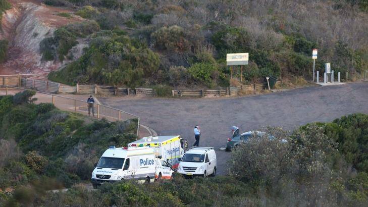 Police look for evidence after Michelle Leng's body was found at the blowhole at Snapper Point in the Central Coast. Photo: Marina Neil