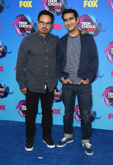 Michael Pena, left, and Kumail Nanjiani arrive at the Teen Choice Awards at the Galen Center on Sunday, Aug. 13, 2017, in Los Angeles. (Photo by Jordan Strauss/Invision/AP)
