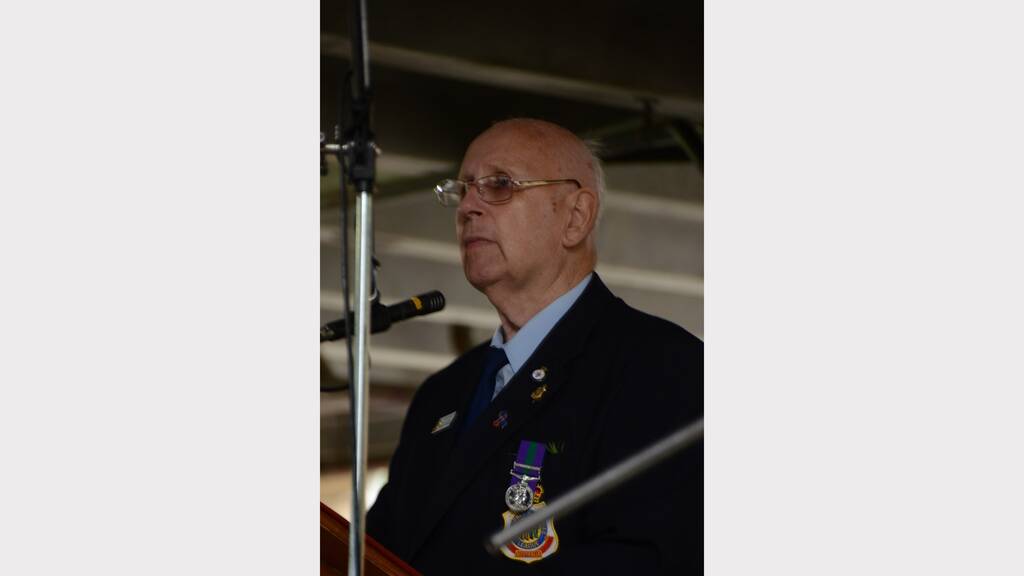 Master of ceremonies Dennis Lawrence - Anzac Day - Taree 2014