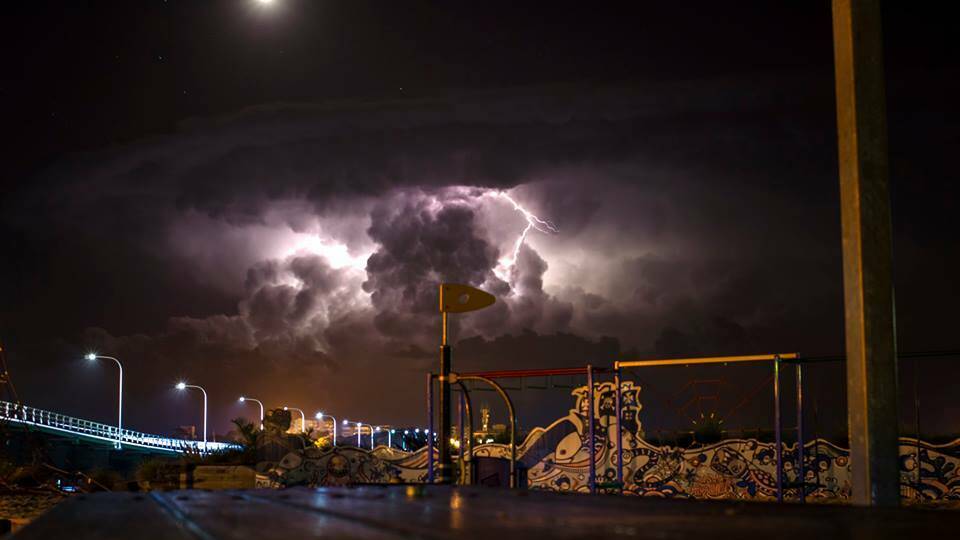 Jess Ellis' shot of the massive storm which hit Forster Tuncurry early on Friday.