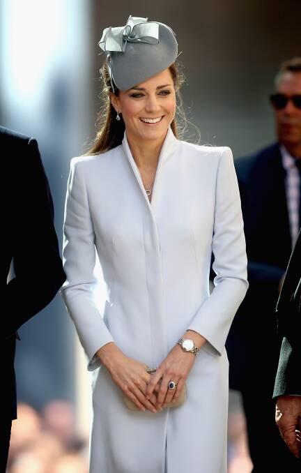Catherine, Duchess of Cambridge arrives at St Andrew's Cathedral for Easter Sunday Service on April 20, 2014 in Sydney, Australia. The Duke and Duchess of Cambridge are on a three-week tour of Australia and New Zealand, the first official trip overseas with their son, Prince George of Cambridge. Photo: Chris Jackson/Getty Images.