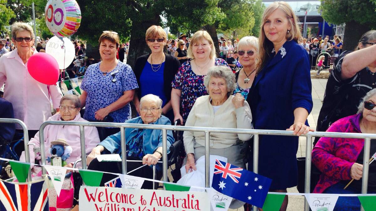 The ladies from Abbeyfield Aged Care, Williamstown, were on hand for the royal visit including Monica Swarbrick who was celebrating her 100th birthday. Photo: Joanne Fosdike