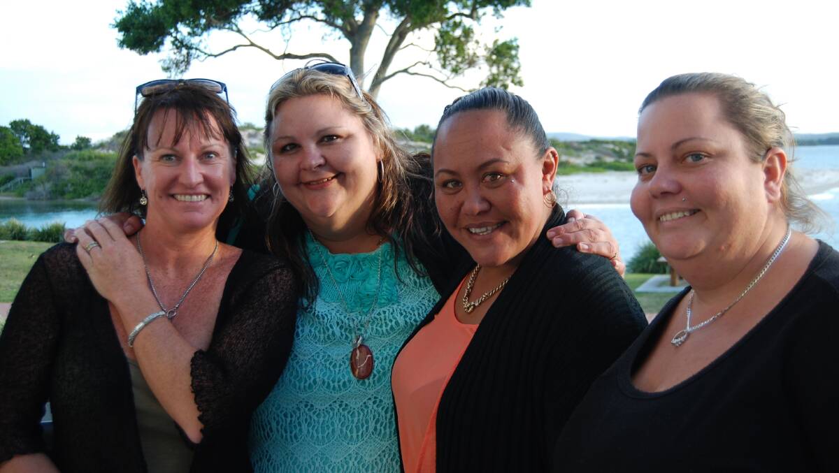 SPEAKING OUT: Trini Engel, Mission Australia community worker; Mel Croucher from the Women’s Domestic Violence Court Advocacy Service (WDVCAS); author and speaker Lani Brennan and Symone Robinson.  Lani visited Forster recently to tell her horror story of surviving domestic violence.   