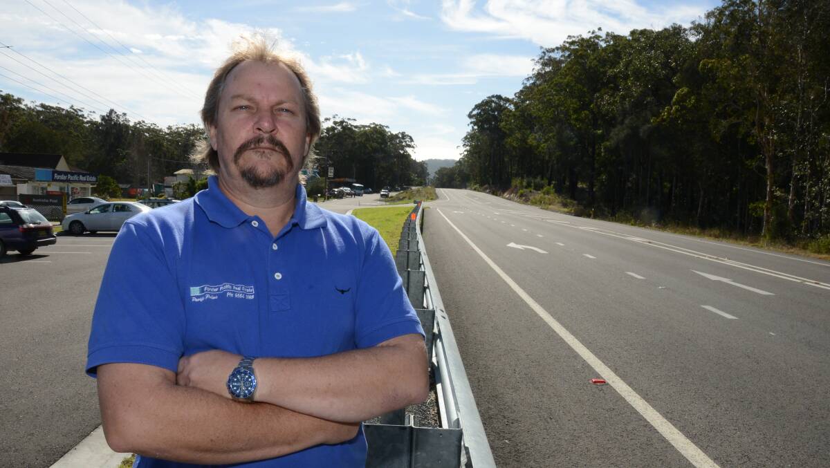 NOT HAPPY: Pacific Palms resident and Forster Pacific Real Estate owner David Shaw says he and other residents affected by the planned road closures for the Challenge Forster Triathlon will protest on the days of the event in November if road closures by Great Lakes Council and Elite Energy remain the same.   
