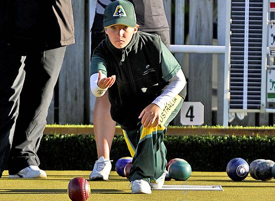 FOCUSSED: Sarah Boddington in action for Australia against New Zealand in previous Under 25 Test Series. Boddington has been selected to play with a 16 member Australian High Performance team at the Burnside Invitation Pairs in Christchurch, New Zealand next year.  