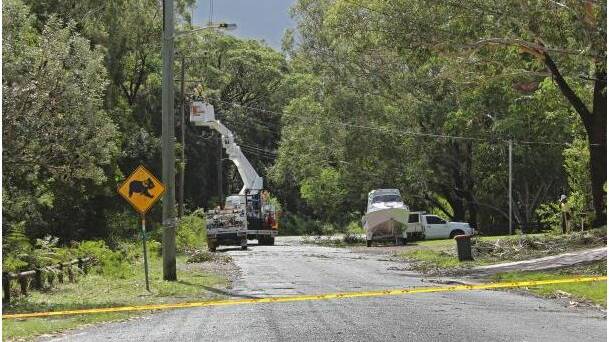 Essential Energy crews commencing storm damage repairs last week in Hawks Nest. 