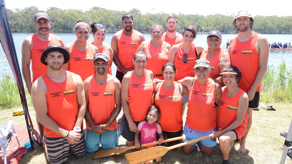 RUNNERS UP: The Gathang Warriors placed second in the community mixed event at the Forster Dragon Boat Regatta on the weekend. (In no particular order) Maxine Grothkopp, Maxine Holden, Michelle White, Stephanie Ping, Marcus Rowsell, Kurt Lewis, Thomas Dooker, Desmond Russell, Jamie Fernando, Chris Simon, Anique Morris, Stacey Ping, Stef Ping, Anita Grothkopp, Trish Ping, Gloria Rowsell and Jade Doyle.  
