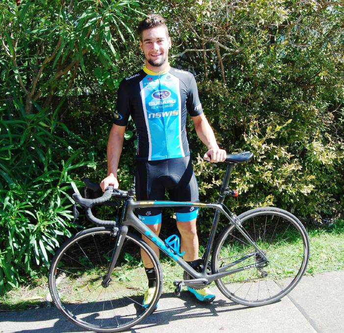 UP-AND-COMER: Chris Bryan, 18, from Forster Keys has been training and competing with the NSW Institute of Sport (NSWIS) cycling program since February.    

