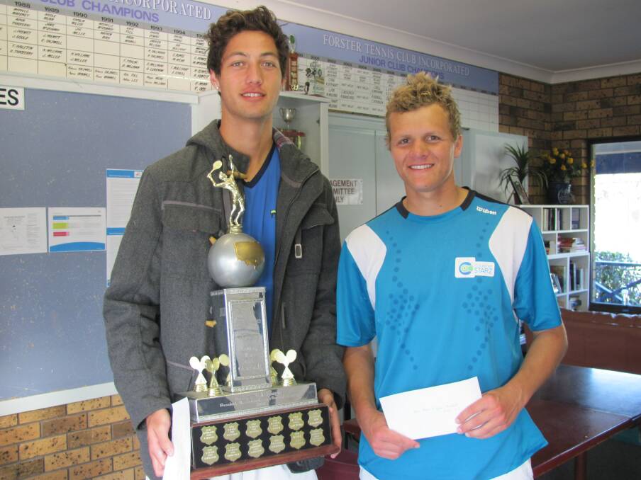 CLOSE WIN: Nathan Doney (left) defeated Alex Silcock 6-7, 6-3, 7-5 in a close final at the NSW Country Tennis Championships in Forster.  
