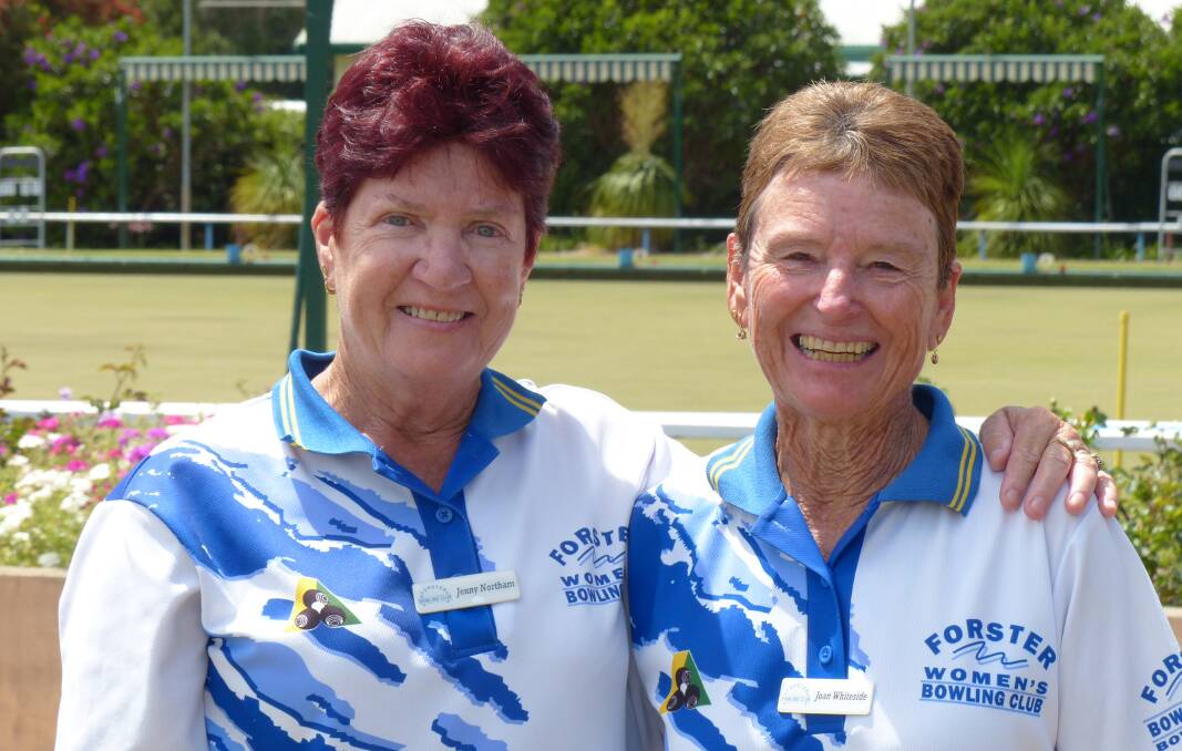 WINDY CONDITIONS: Jenny Northam on the left and Joan Whiteside on the right.  Jenny Northam is the 2014 Minor Singles winner. 