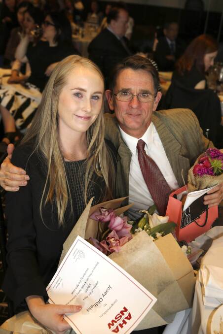 PROUD FATHER: A grateful Josey Oldfield with her 
father Kenneth at the AHA Women in Tourism and Hospitality Lunch held in Sydney.  