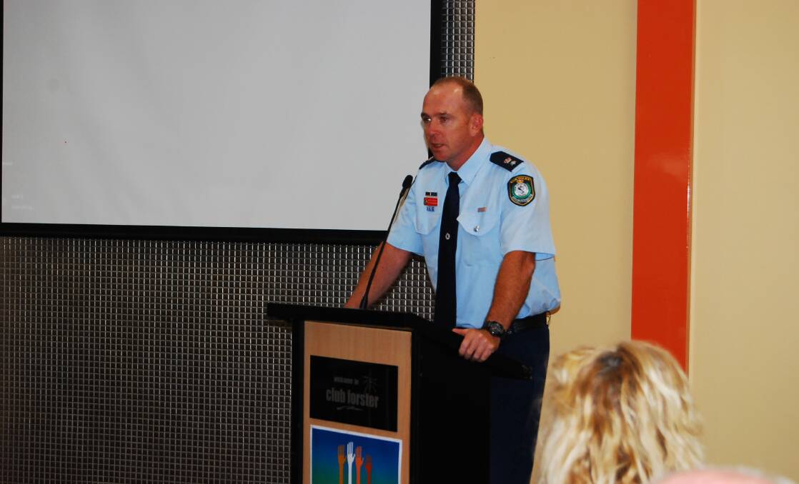 FORSTER NEEDS A SAFE PLACE: Acting Manning Great Lakes Local Area Command superintendent, detective inspector Peter McKenna speaks at the community meeting on Thursday. 