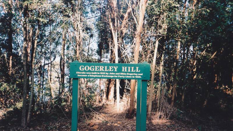 THE WAY THINGS WERE: In 1972 communications were established with a ‘single-line’ telephone exchange at ‘Ellerslie’, supervised by Elsie Gogerley at Gogerley Hill. The ‘Gogerley Hill’ sign marks the site of the old exchange. 