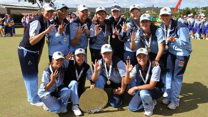 THREE IN A ROW: The NSW women’s side celebrates taking home the Marj Morris Trophy for an unprecedented third year in a row.
