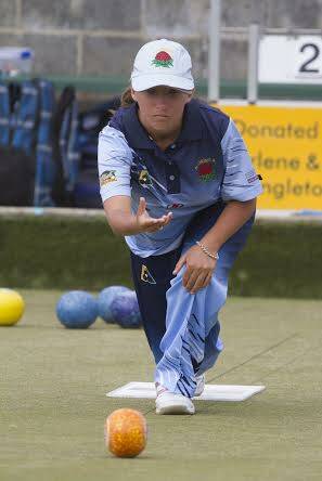 IN ACTION: Tuncurry lawn bowler Sarah Boddington on the green for NSW in Tasmania. Photos courtesy of Bowls Australia. 