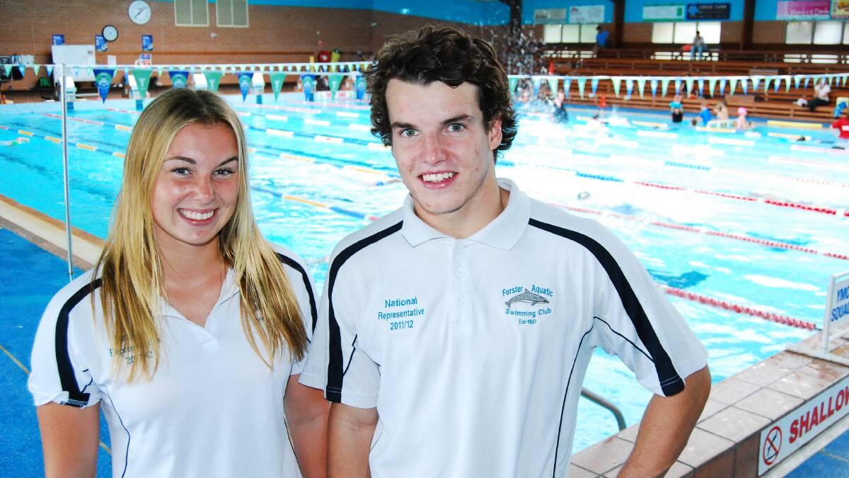 BEST OF THE BEST: Leah King, 15, and Andrew Fisher, 16, are swimming this week against the top up-and-comers in the nation as part of the Australian Age Championships in Sydney.  Photo and story by Kirsty Horton.