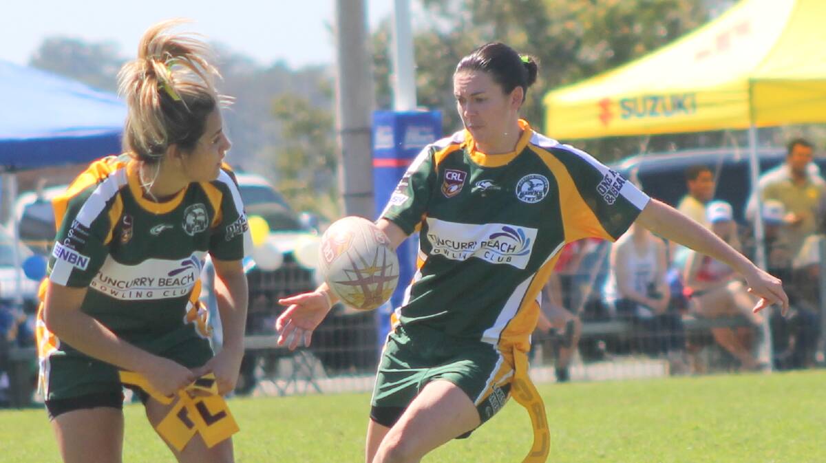 SEASON END: Melissa Finlayson gets a kick away during the grand final. Melissa Finlayson scored the Hawks’ only try in the first half.