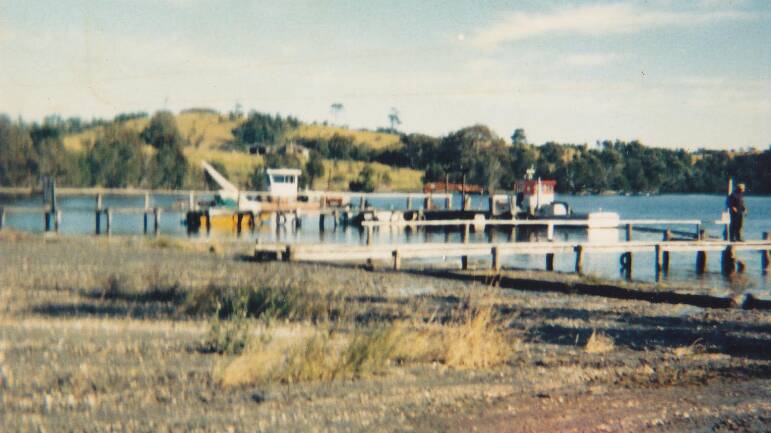 SWIMMING SPOT: Dredging for the lake swimming pool is underway in 1985. 