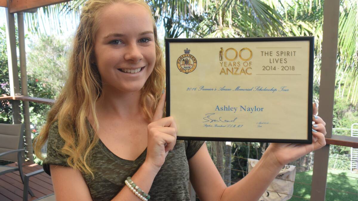  Great Lakes College Forster campus Year 10 student Ashley Naylor will travel to France in July as part of the 100 year celebrations since Australian troops landed in France during WWI.