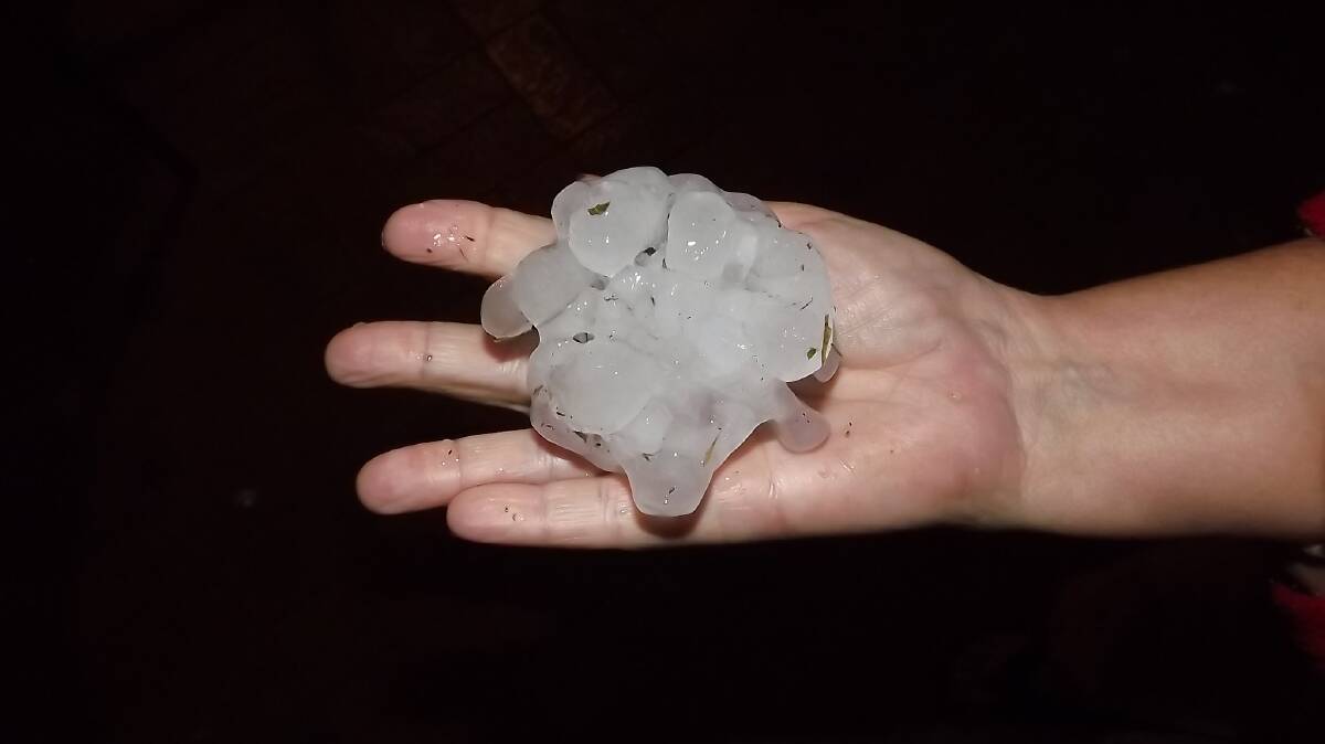 The Russell household of Myall Street Bulahdelah were awake and taking photos at 3.30am on Anzav Day thanks to the large hail stones that fell.