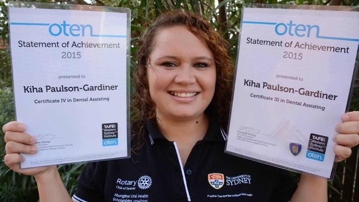 BRIGHT FUTURE: Kiha Paulson from Forster was a recipient of the Rotary Club of Sydney’s Aboriginal Oral Health Scholarship. She recently completed two certificates in oral health and is now hoping to go to university to further her education. 
