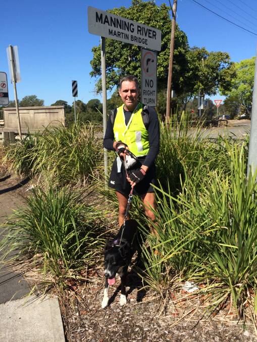 THE CAUSE: Mark Jensen and Ty at Martin Bridge, Taree. Mark and his dog Ty raised over $1000 for the Stroke Recovery Foundation. 