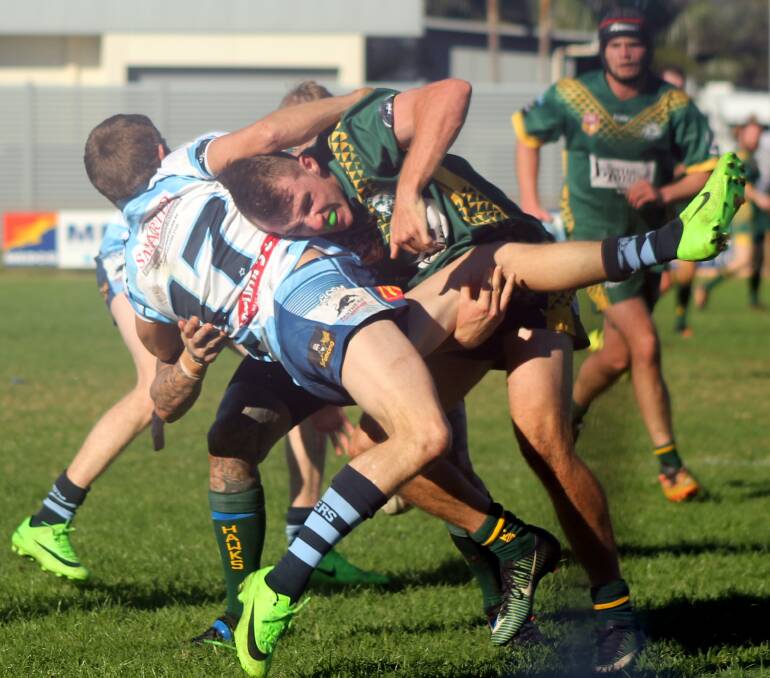 Tireless effort: Jake Kelly led the way in defence during the Hawks 38-10 loss to the Port City Breakers in reserve grade.