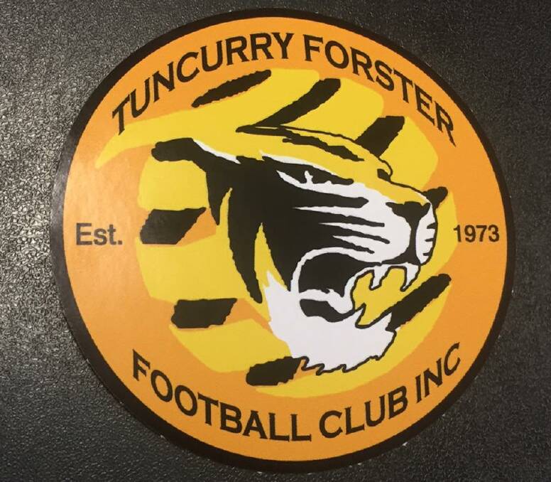 A good cause: Tuncurry Forster Football Club are selling bumper stickers throughout the season, to raise funds for canteen supervisor Merv Burton. 