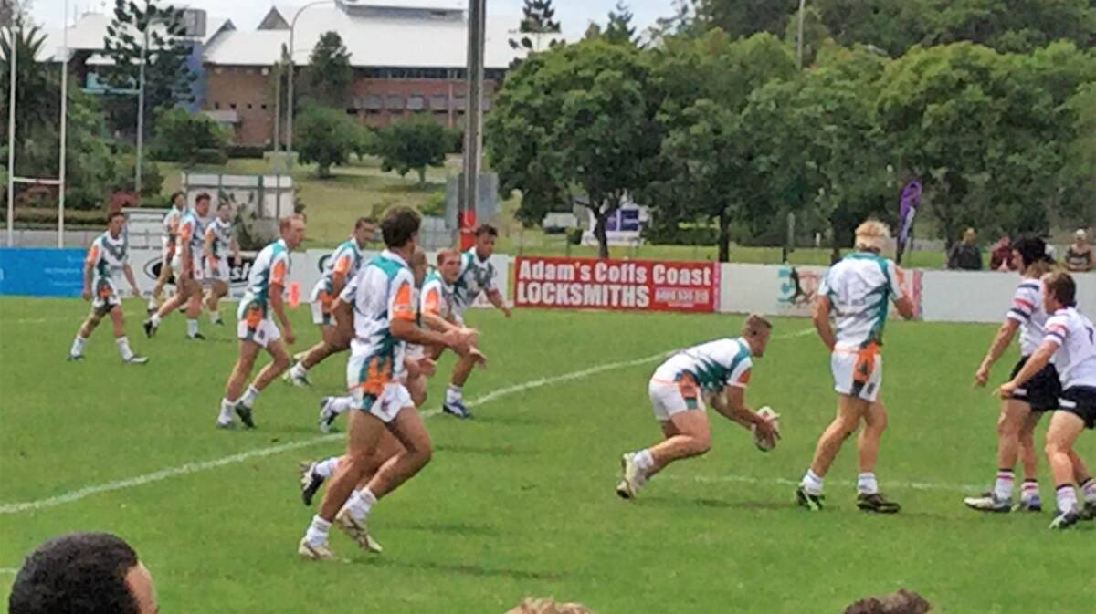 Solid performance: The Dolphins launched multiple ruck based attacks on the Roosters defensive line. They won the match 54-0.