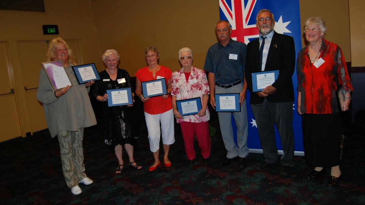 AUSTRALIA DAY AWARDS: Citizen of the Year award winner Fay Shacklock (far left) with the Citizen of the Year award nominees. 
