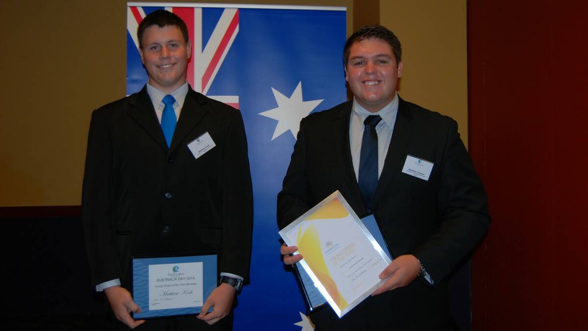 AUSTRALIA DAY AWARDS: Young Citizen of the Year award nominee Matthew Koch and award winner Matthew Thomas