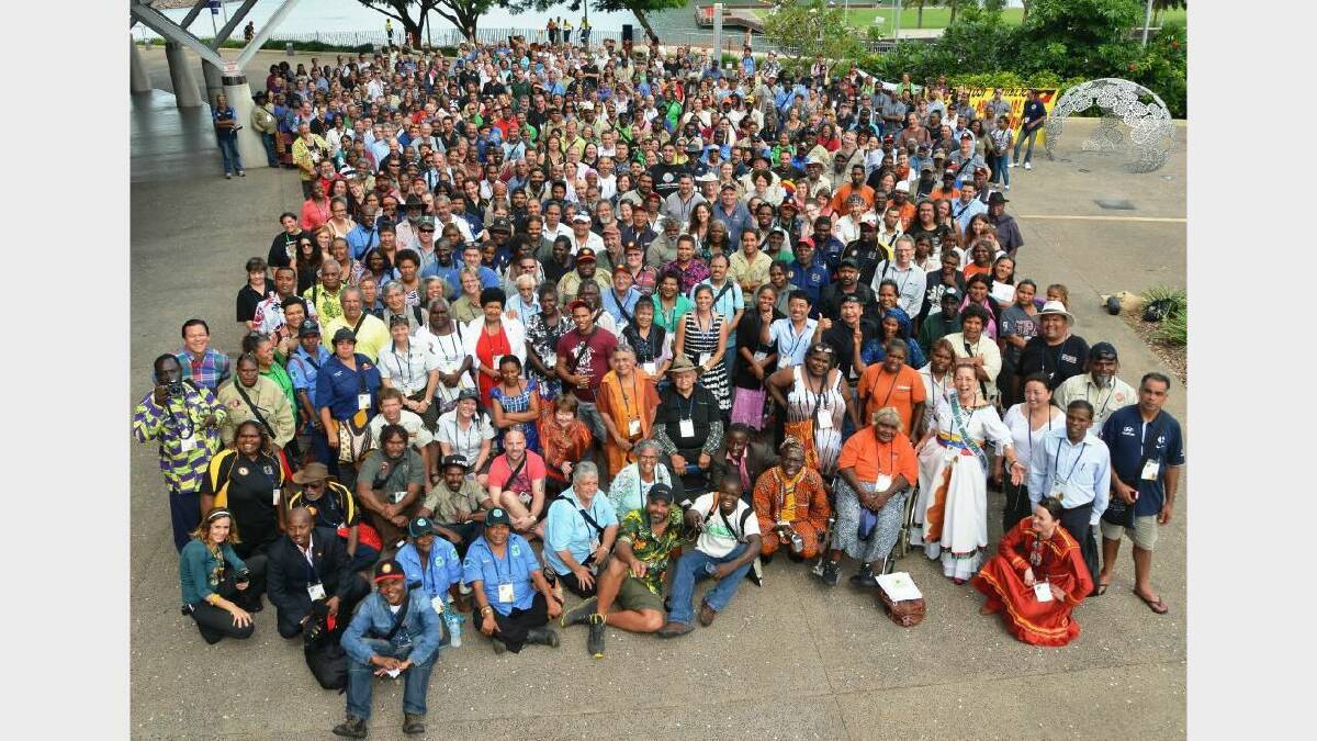 TAKE A CLOSE LOOK: Delegates at the inaugural World Indigenous Network Conference.  Can you spot Worimi delegates Elvina Paulson, Robert Yettica and Mick Leon?