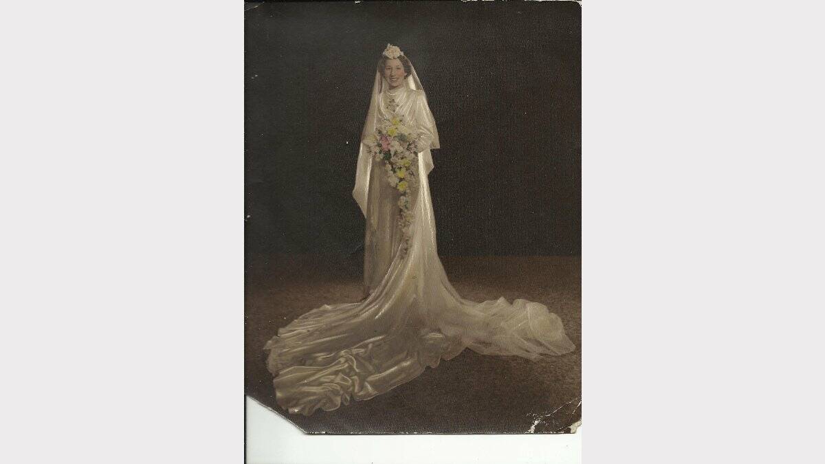BLUSHING BRIDE: Dorothy Hudson (nee Grimley) on her wedding day.
