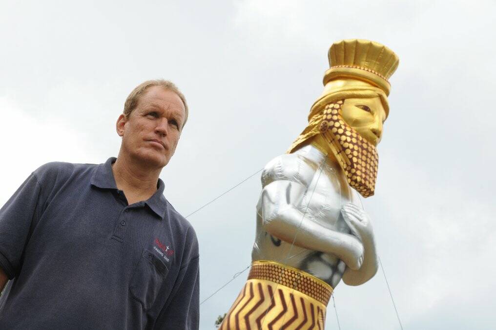 HUGE: Seventh Day Adventist Church Pastor David Kosmeier with the blow up statue on Kularoo Drive.